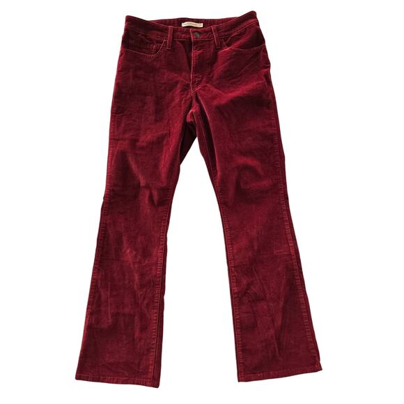 Levi’s 725 High Rise Bootcut Corduroy Pants Burgundy Red Sz 29 - Picture 2 of 6